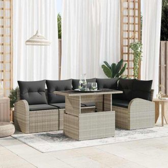vidaXL Vidaxl - Conjunto De Sof&aacute; De Jard&iacute;n 6 Pcs Gris Claro 100 X 55 X 73 Cm