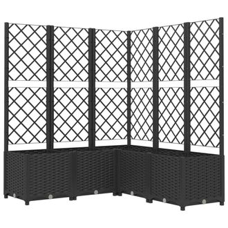 Berkfield Home Garden Planter with Trellis Black 120x120x136 cm PP | Size: 120 x 120 x 136 cm