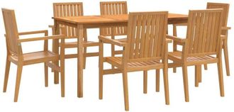 vidaXL Juego De Comedor De Jard&iacute;n 7 Piezas Madera Maciza De Teca Vidaxl