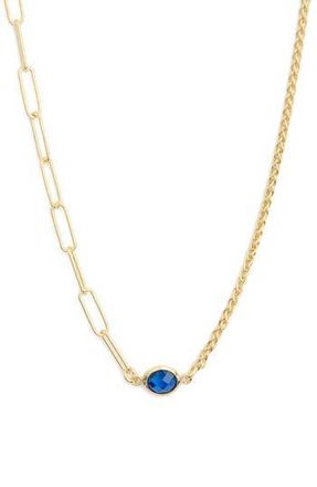 Meshmerise Mix Chain Oval Crystal Necklace in Gold/Blue at Nordstrom Rack