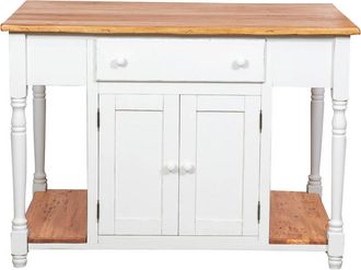 Biscottini International Biscottini - Banco De Trabajo Bifacial De Madera Maciza De Tilo Armaz&oacute;n Blanco Envejecido Con Plan Acabado Con Efecto Natural 130 X80x88 Cm