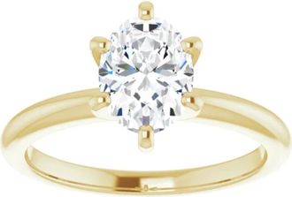 Pompeii3 1 Ct Oval Solitaire Diamond Engagement Ring Lab Grown 14k White or Yellow Gold