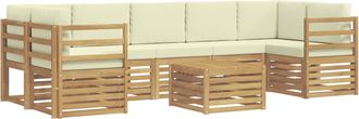 vidaXL Conjunto De Sof&aacute;s De Exterior 8 Uds. Blanco Y Crema Poli&eacute;ster Vidaxl