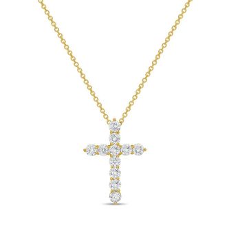 Diana M. Jewels 14kt Yellow Gold 0.50 cts Lab Grown Round Diamond Cross Pendant