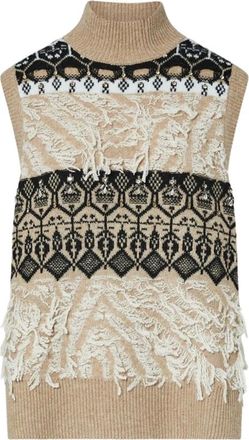 Liu Jo Chaleco Jacquard con Bordado de Joyas - Jackets - Mujer - Beige - XS
