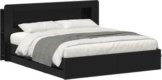 vidaXL Estructura De Cama Con Almacenamiento Y Cabecero Negro Vidaxl