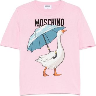Moschino Goose Graphic Short-Sleeved Sweater - Light Pink