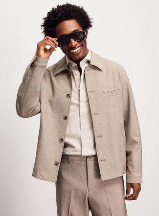 Selected Mens Minimalist soft twill shacket