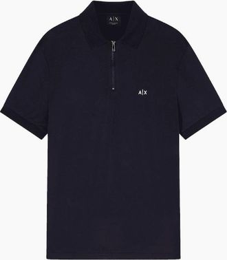 A|X Armani Exchange Mens Slim Fit Stretch Technical Navy Zip Polo Shirt - Size: 42