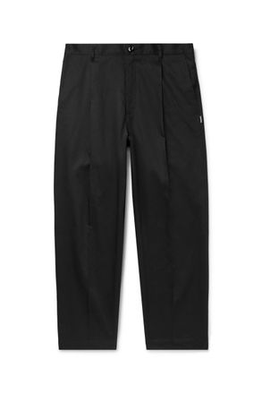 Neighborhood Tapered Pleated Cotton and Linen-Blend Twill Trousers