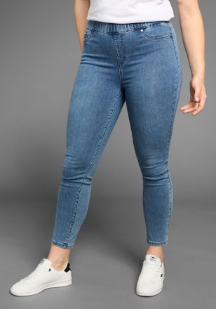 Arizona Skinny-fit-Jeans ARIZONA Ultra Stretch - Curve Collection, Damen, Gr. 42, N-Gr, blau (blau used), Denim/Jeans, Obermaterial: 66% Baumwolle, 30% Polyes