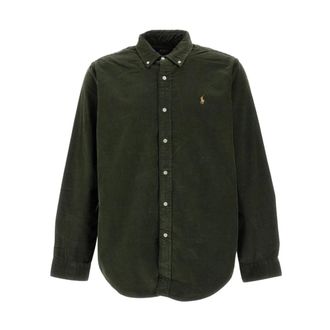 Polo Ralph Lauren Custom Fit Corduroy Shirt - Heren - Casual Overhemden - Groen - M - Katoen - Overhemden