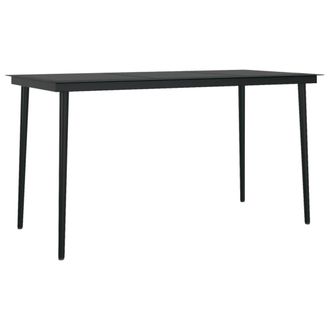 Berkfield Home Garden Dining Table Black 140x70x74 cm Steel & Glass | Size: 140 x 70 x 74 cm