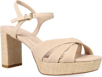 Pelle Moda Petina Ankle Strap Platform Sandal in Beige at Nordstrom, Size 9.5