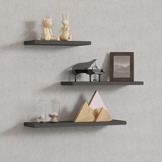 Dmora Estante Roscigno, 3 Niveles, Set De 3 Estantes, Tono Estructura Antracita, 30x2x14h Cm Negro Antracita