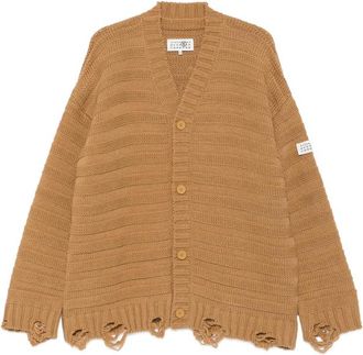 Maison Margiela Distressed Ribbed-knit Cardigan