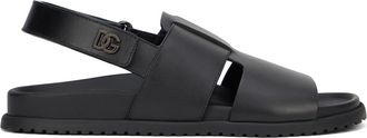 Dolce & Gabbana Gladde leren sandalen - Heren - Sandalen - Zwart - 40 EU - Leer - Schoenen