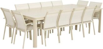 Sweeek Extendable garden table aluminium + 12 seats beige - Karo + Buffalo