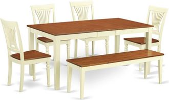 East West Furniture 6 Pc dinette Table set - Dinette Table and 4 Kitchen Chairs coupled with Bench
