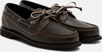 Brunello Cucinelli Monili leather boat shoes