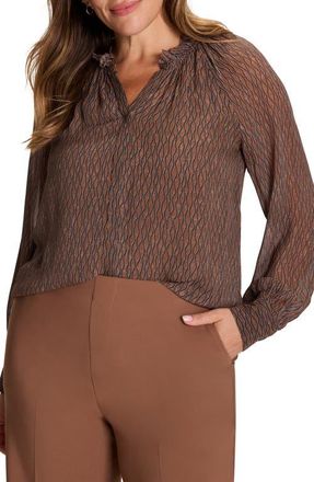 Nic+Zoe Dotty Chain Georgette Top in Brown Multi at Nordstrom, Size Xx-Large