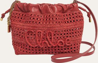Chlo&eacute; Summer Banana Mini Raffia Top Handle Bag