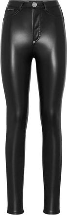 Philipp Plein Dames, Broeken, Zwart, Maat: W31 Leer
