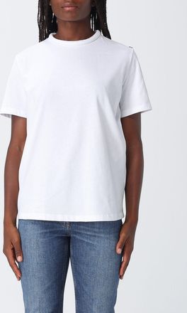 Elisabetta Franchi T-shirt in cotone con logo metallico e chiusura posteriore