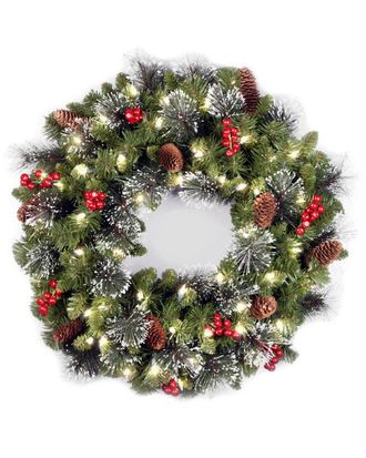 National Tree Company 24In Crestwood Spruce Wreath With 50 Clear Lights