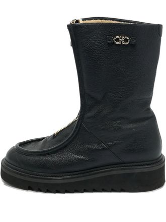 Ferragamo Eurialo zipped leather boots - Black