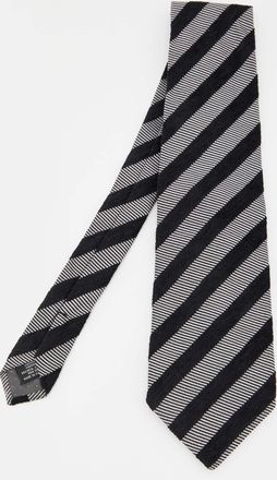 Gianfranco Ferre Grey & Black Diagonal Striped Jacquard Tie