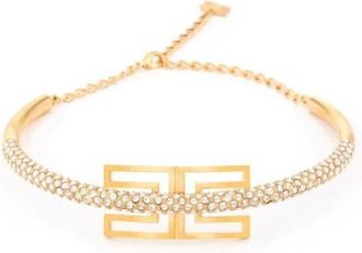 Elisabetta Franchi Accessoires, Dames, Geel, ONE Size, Ketting met logo en strasssteentjes