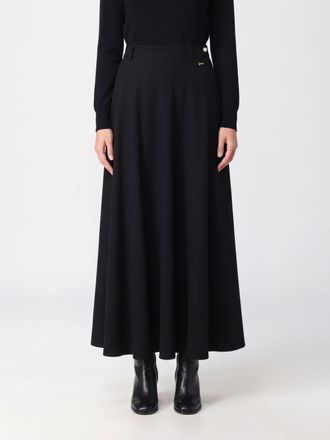 Herno High-Waisted Flared Cr&ecirc;pe Midi Skirt with Belt Loops