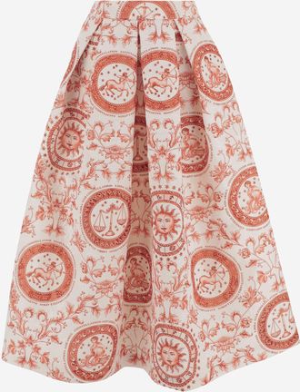 Lunatica Milano Womens Flared Skirt Red Polyester