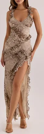 House of CB Pixie Ruffle Georgette Body-Con Cocktail Dress in Printed at Nordstrom, Size X-Small