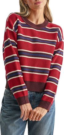 All in Favor Stripe Crewneck Sweater in Raspberry Multi Stripe at Nordstrom, Size X-Large
