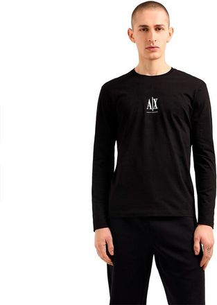 A|X Armani Exchange Mens Icon Project, Embroidered Logo, Long Sleeve, T-Shirt, Black, XL