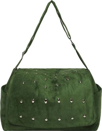 Generic Women Faux Suede Underarm Shoulder Bag with Zipper for Daily Use Travel (Coffee) (Green)