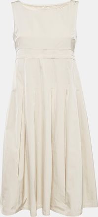 Max Mara Smax Mara Beige Cotton Blend Pleated Sleeveless Dress
