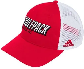 adidas Mens adidas Red NC State Wolfpack Mascot Block Letter Slouch Trucker Adjustable Hat at Nordstrom