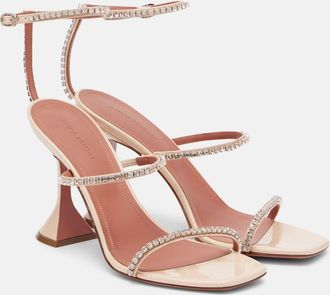Amina Muaddi Gilda embellished patent leather sandals