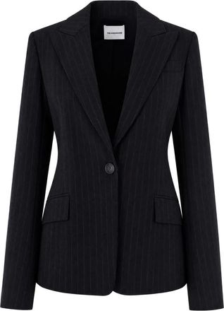 Andamane Blazer met krijtstreep en enkele knoop - Dames - Blazers - Zwart - S - Katoen - Jassen
