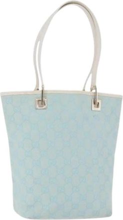 Gucci Pre-owned Vintage GG Canvas Tote Bag - Dames - Vintage Shopper - Blauw - ONE Size - Leer - Vintage