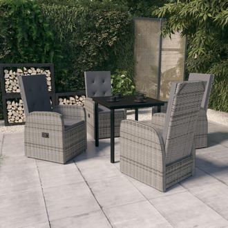 vidaXL Juego De Comedor De Jard&iacute;n 5 Piezas Con Cojines Gris Vidaxl