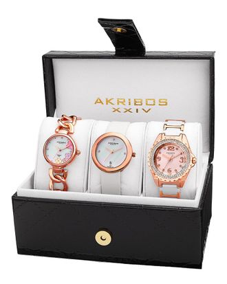 Akribos XXIV Akribos Xxiv Womens Set Of 3 Diamond Watches