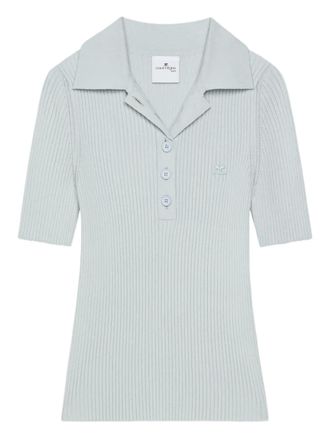 Courrèges ribbed short-sleeve polo top - Blue