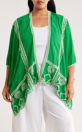 Forgotten Grace Embroidered Ruana in Emerald at Nordstrom Rack, Size 3X