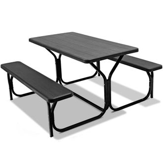 Costway Costway Outdoor Picnic Table Bench Set Garden Dining Table & Bench Sets in Black