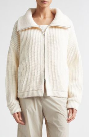 Herno Rib Wool Sweater Knit Bomber Jacket in 1010 Bianco at Nordstrom, Size 40