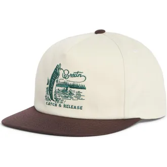 Brixton Catch & Release Snapback Baseball Cap in Off White/Brown at Nordstrom